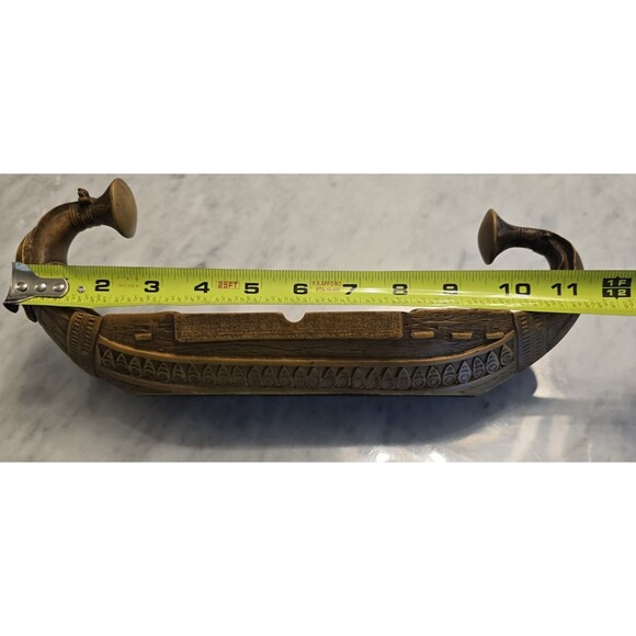 VTG KING TUTANKHAMUN'S EGYPTIAN HARDSTONE FUNERARY SUN BARGE BOAT ASH TRAY RARE - Picture 9 of 9